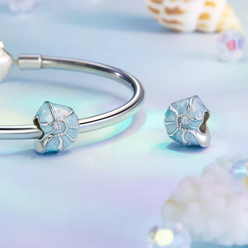 (imagen para) Charm de caracola azul estilo PANDORA - BSC1018 - Ver 4