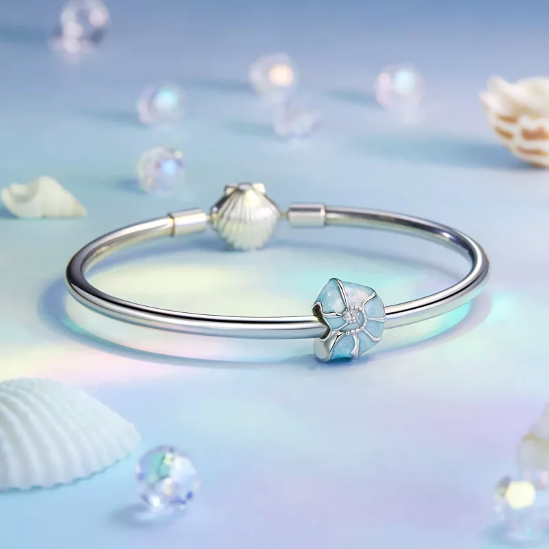 (imagen para) Charm de caracola azul estilo PANDORA - BSC1018 - Ver 5