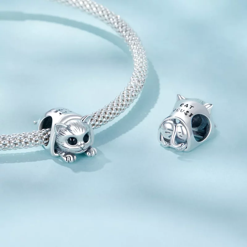 (imagen para) Charm de casa acogedora con forma de gato estilo PANDORA - SCC2797 - Ver 4