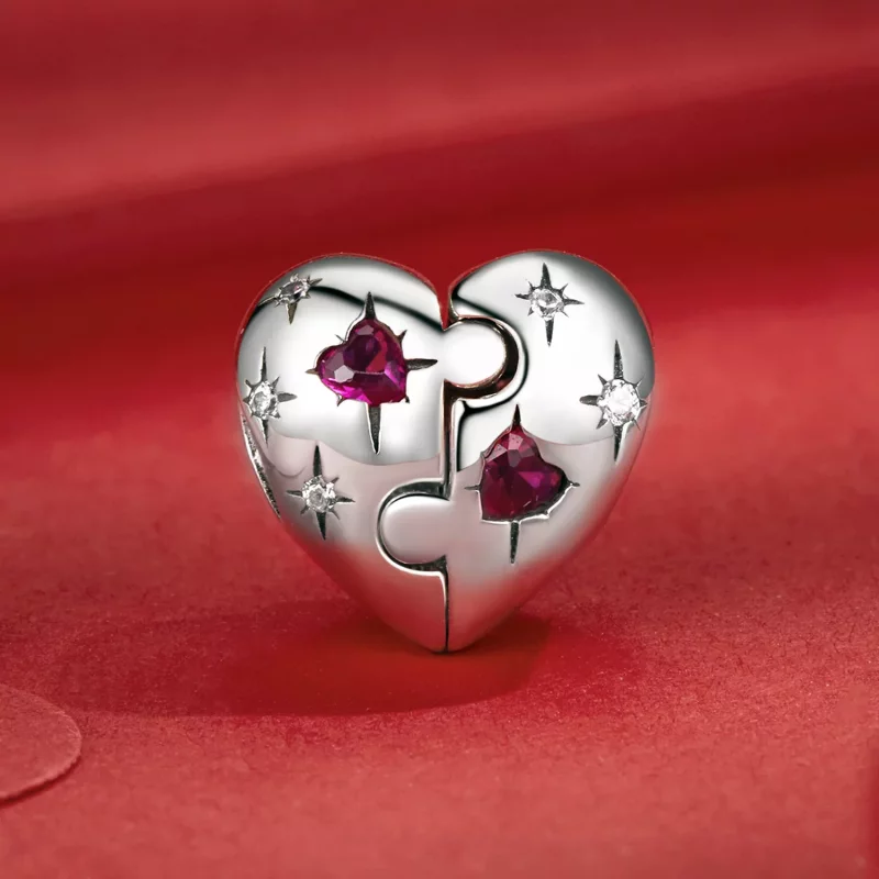 (imagen para) Charm de corazón en forma de rompecabezas estilo PANDORA - SCC2775 - Ver 2