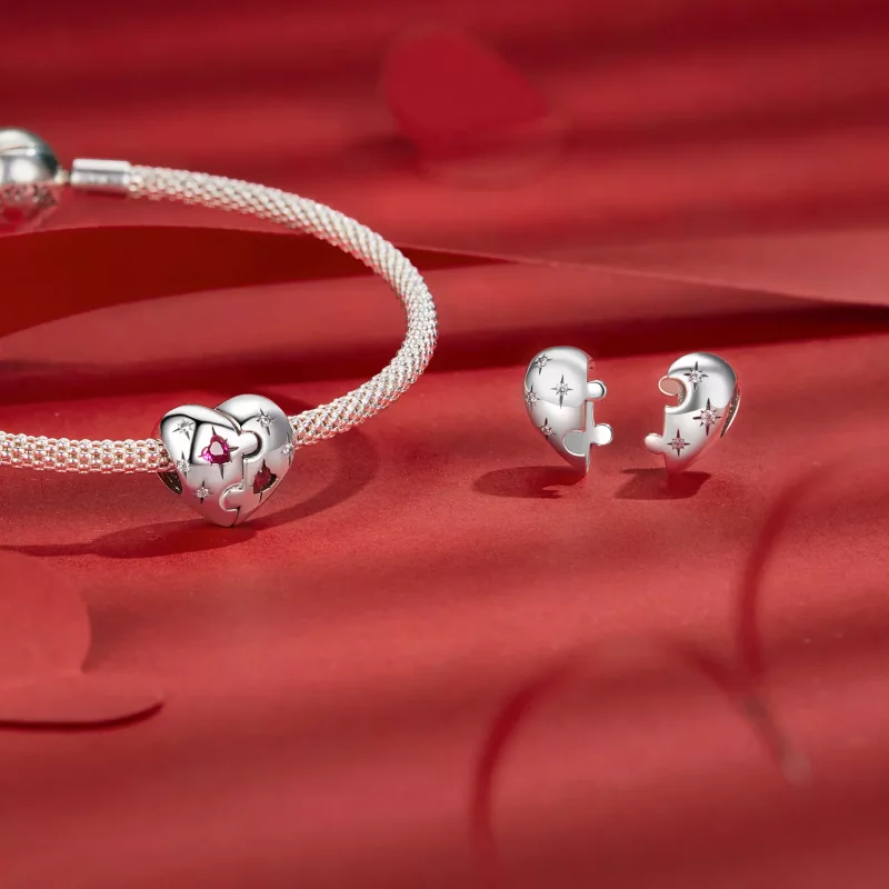 (imagen para) Charm de corazón en forma de rompecabezas estilo PANDORA - SCC2775 - Ver 4