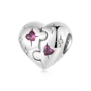 Charm de corazón en forma de rompecabezas estilo PANDORA - SCC2775 (imagen para) Charm de corazón en forma de rompecabezas estilo PANDORA - SCC2775