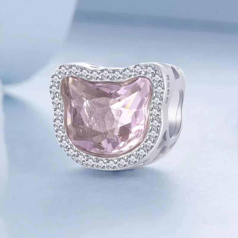 (imagen para) Charm de gato rosa estilo PANDORA - BSC1020 - Ver 2