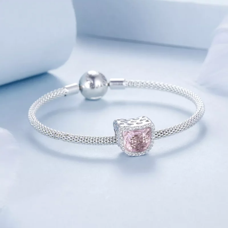 (imagen para) Charm de gato rosa estilo PANDORA - BSC1020 - Ver 5
