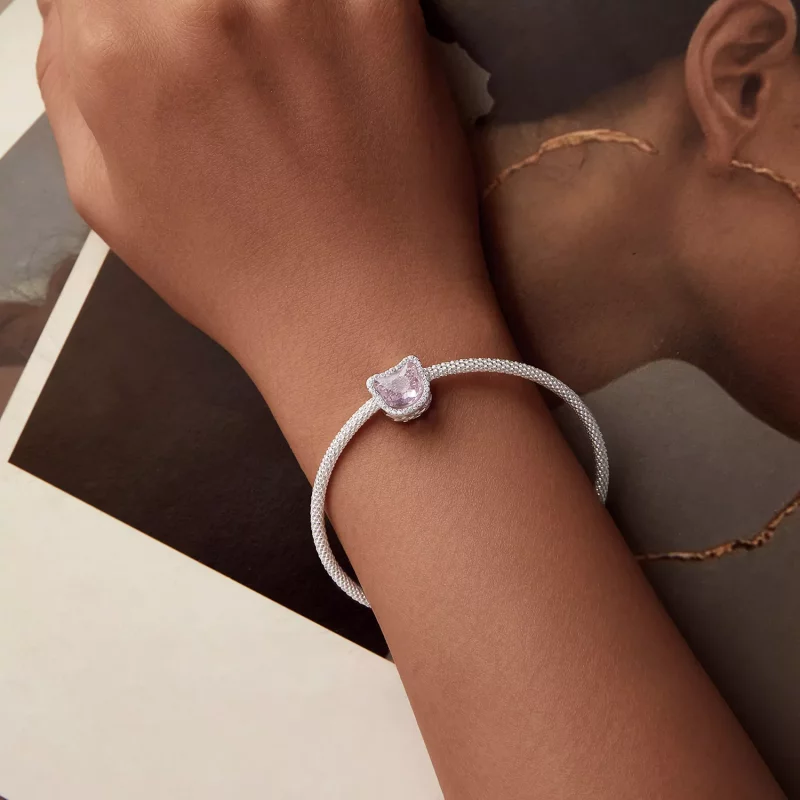 (imagen para) Charm de gato rosa estilo PANDORA - BSC1020 - Ver 6