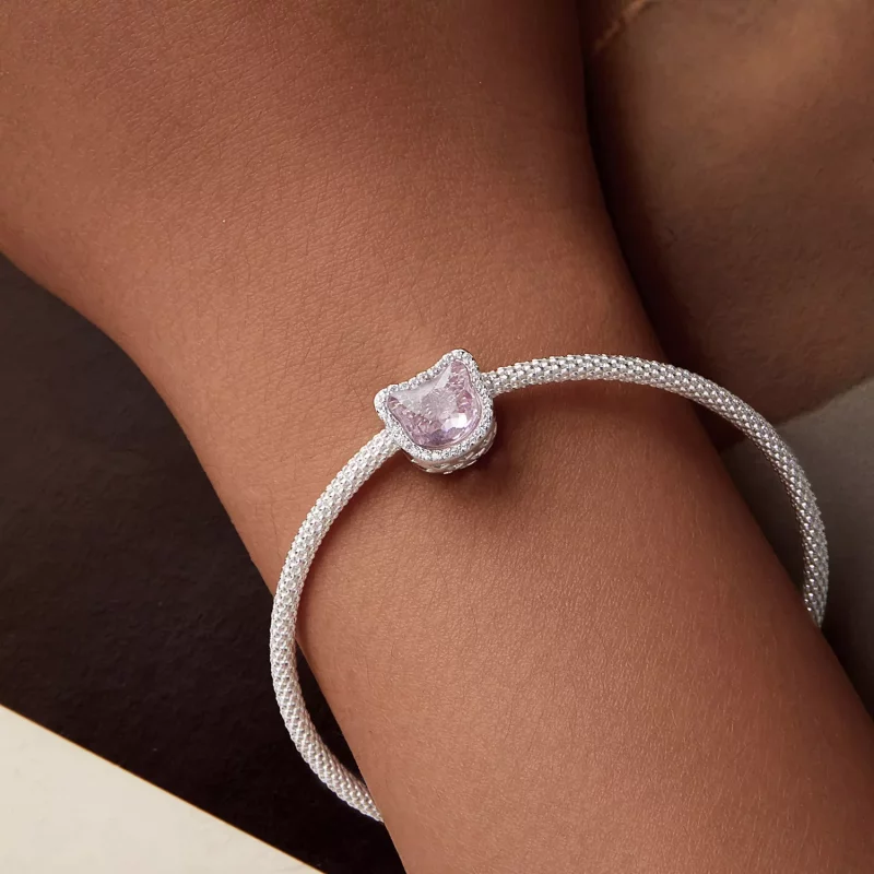 (imagen para) Charm de gato rosa estilo PANDORA - BSC1020 - Ver 7