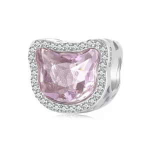 (imagen para) Charm de gato rosa estilo PANDORA - BSC1020