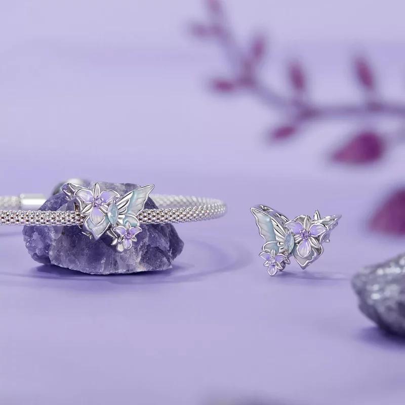 (imagen para) Charm de mariposa iris estilo PANDORA - BSC1030 - Ver 4