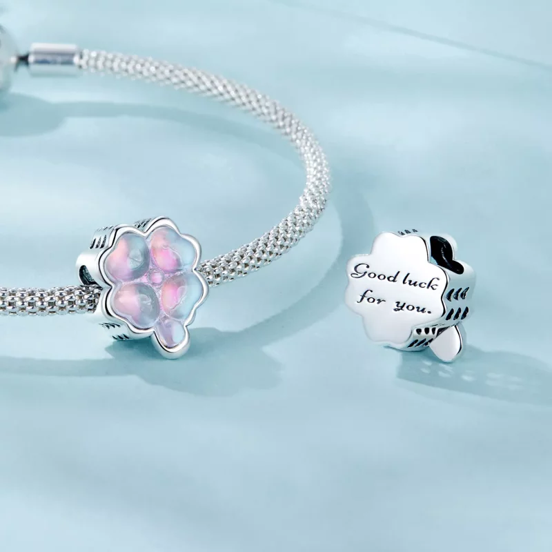(imagen para) Charm de trébol de cuatro hojas estilo PANDORA - SCC2780 - Ver 4