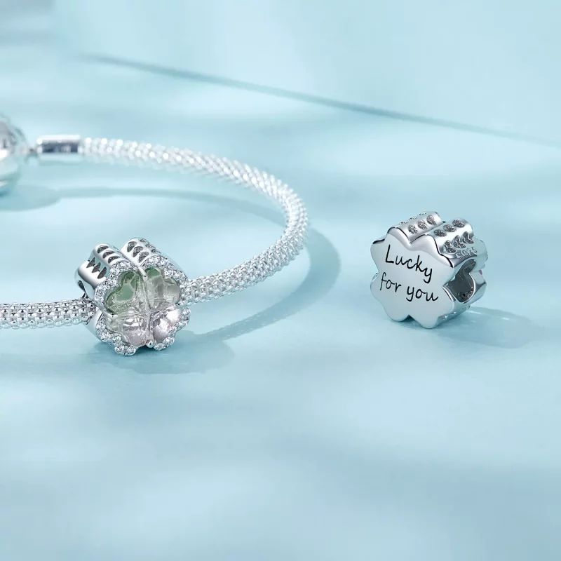 (imagen para) Charm de trébol de cuatro hojas estilo PANDORA - SCC2803 - Ver 4