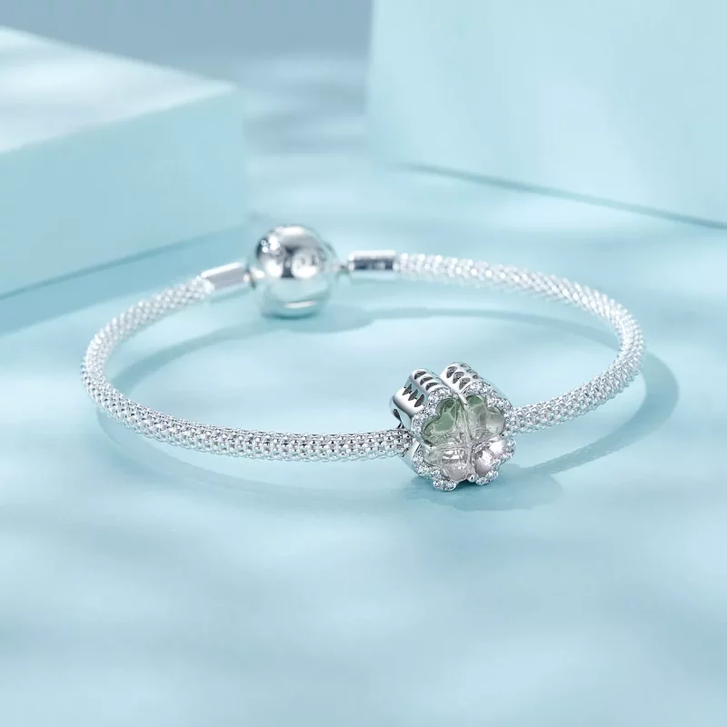 (imagen para) Charm de trébol de cuatro hojas estilo PANDORA - SCC2803 - Ver 5