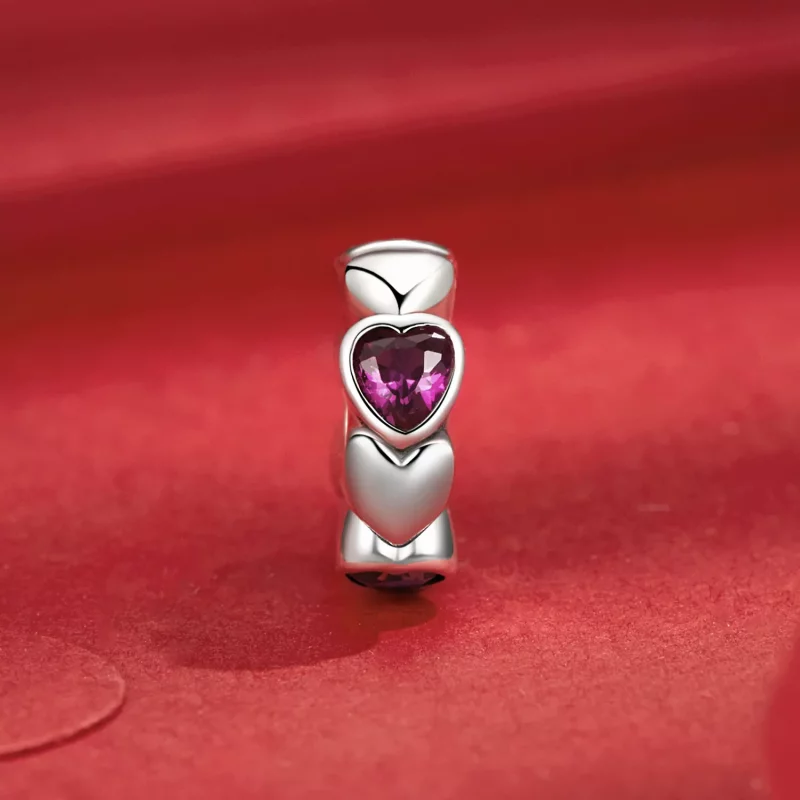 (imagen para) Charm espaciador con forma de corazón de estilo PANDORA - SCC2778 - Ver 2