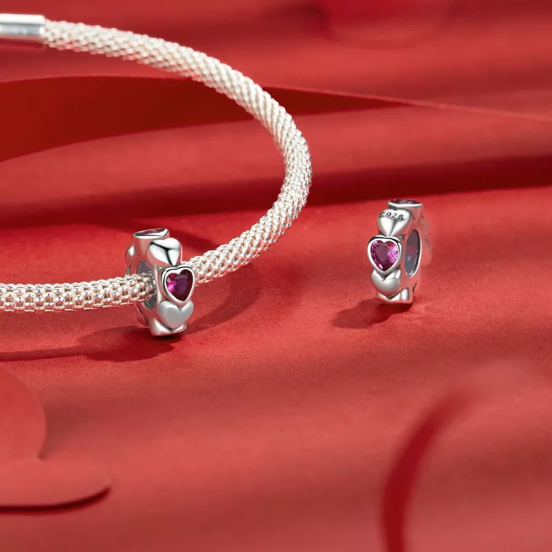 (imagen para) Charm espaciador con forma de corazón de estilo PANDORA - SCC2778 - Ver 4
