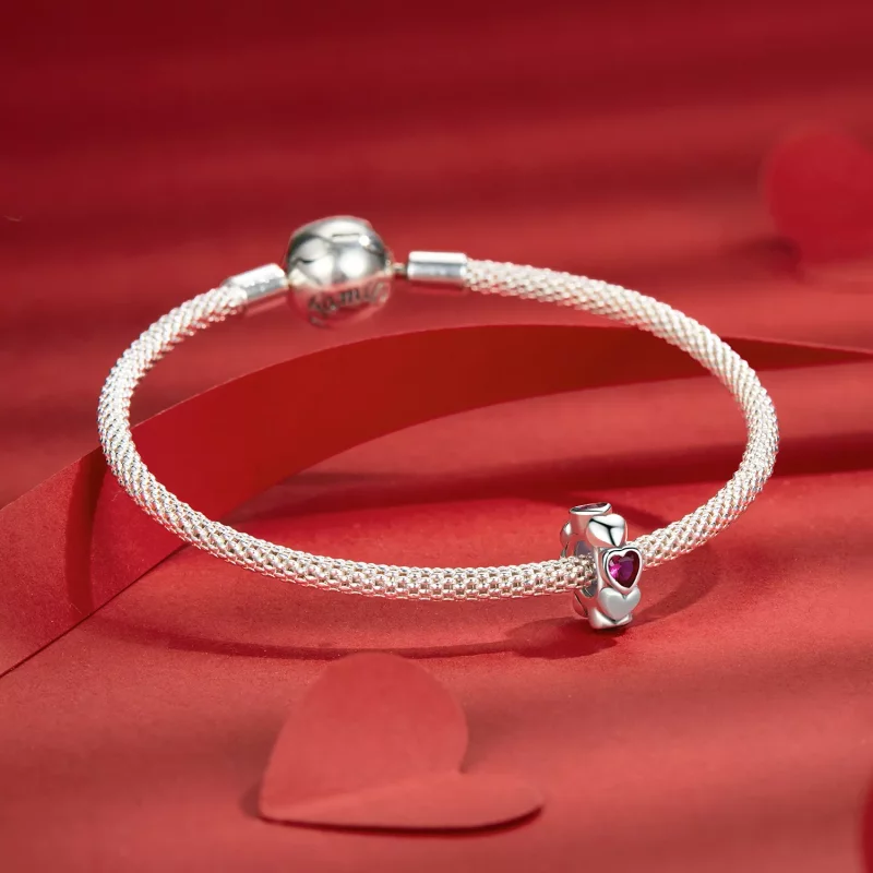 (imagen para) Charm espaciador con forma de corazón de estilo PANDORA - SCC2778 - Ver 5
