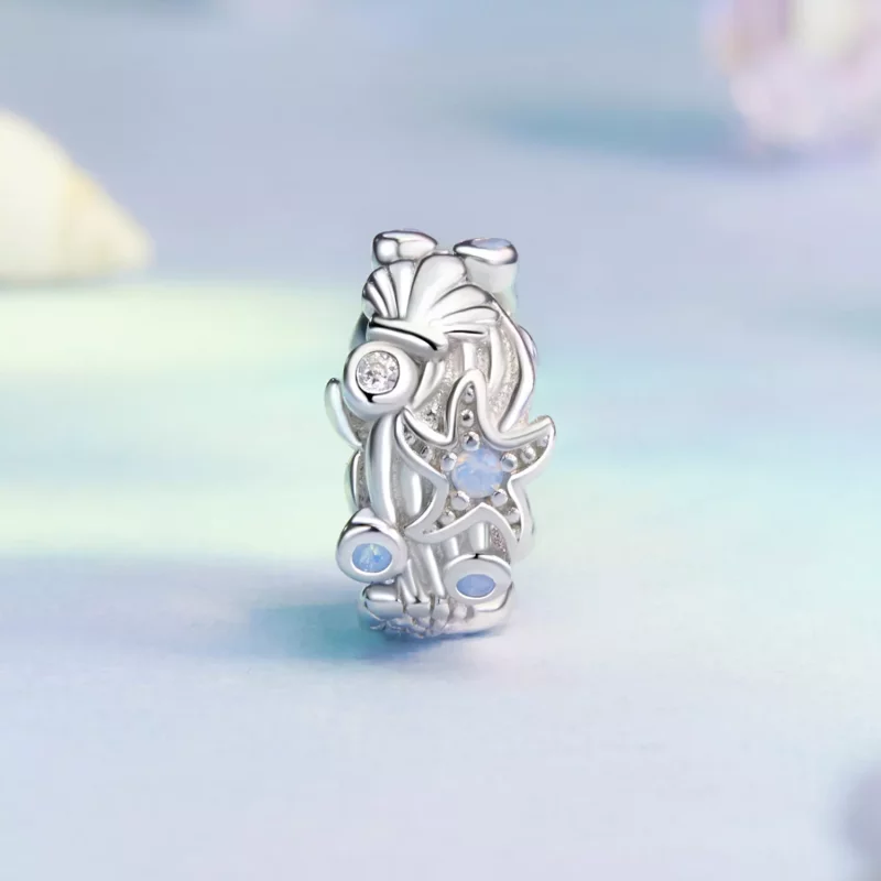 (imagen para) Charm espaciador de silicona con forma de océano azul estilo PANDORA - BSC1019 - Ver 2