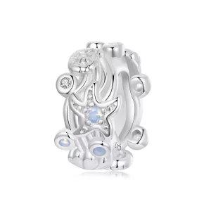 (imagen para) Charm espaciador de silicona con forma de océano azul estilo PANDORA - BSC1019