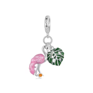 (imagen para) Charm estilo PANDORA con forma de hoja de tortuga y flamenco - SCC2830