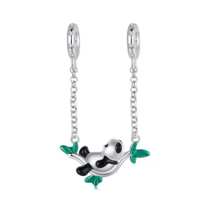 (imagen para) Colgante de plata con diseño de panda y bosque de bambú estilo PANDORA - SCC2810