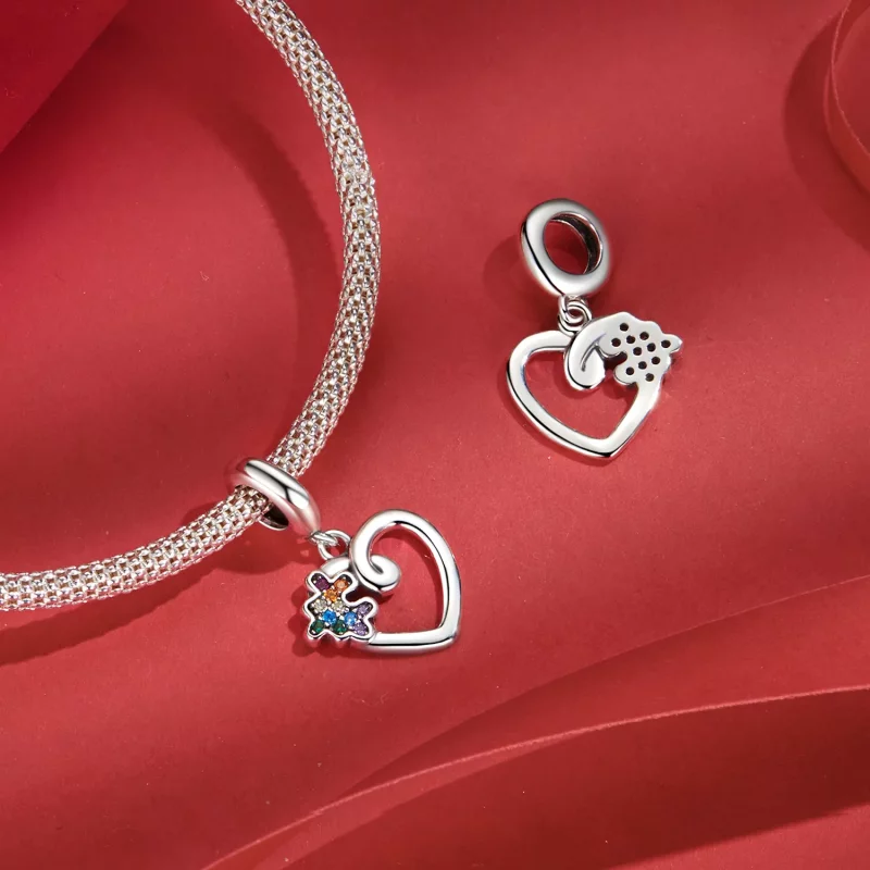 (imagen para) Colgante de rompecabezas con forma de corazón estilo PANDORA - SCC2774 - Ver 4