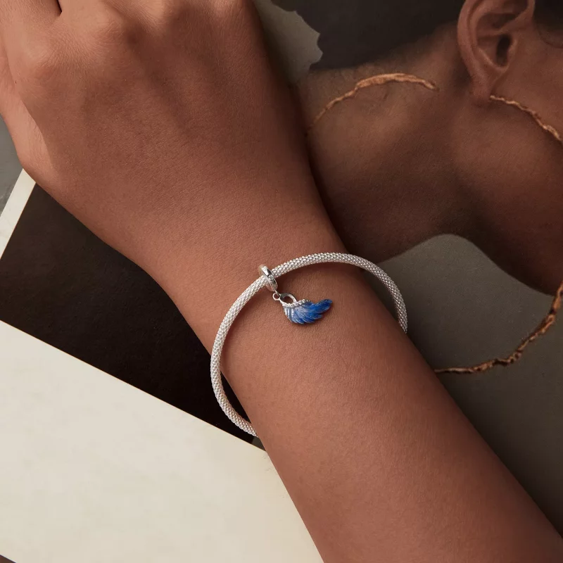 (imagen para) Colgante doble de alas azules estilo PANDORA - SCC2781 - Ver 3