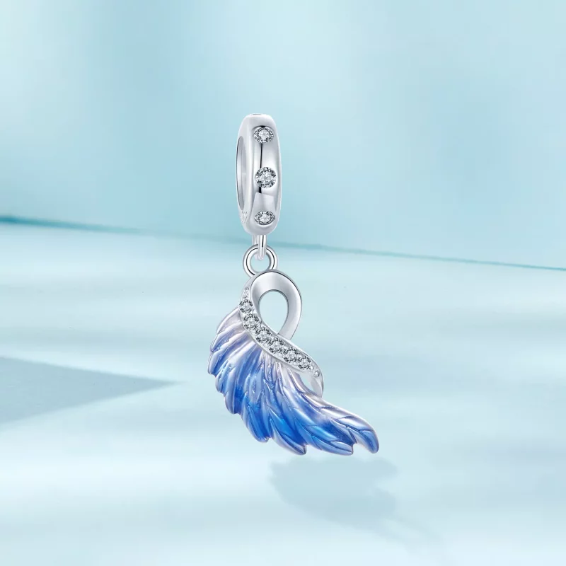 (imagen para) Colgante doble de alas azules estilo PANDORA - SCC2781 - Ver 6