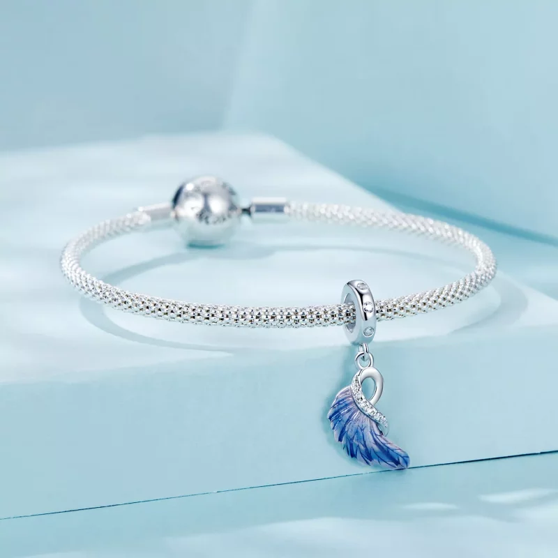 (imagen para) Colgante doble de alas azules estilo PANDORA - SCC2781 - Ver 7