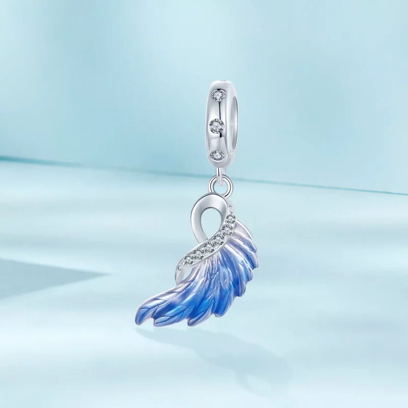 (imagen para) Colgante doble de alas azules estilo PANDORA - SCC2781 - Ver 8