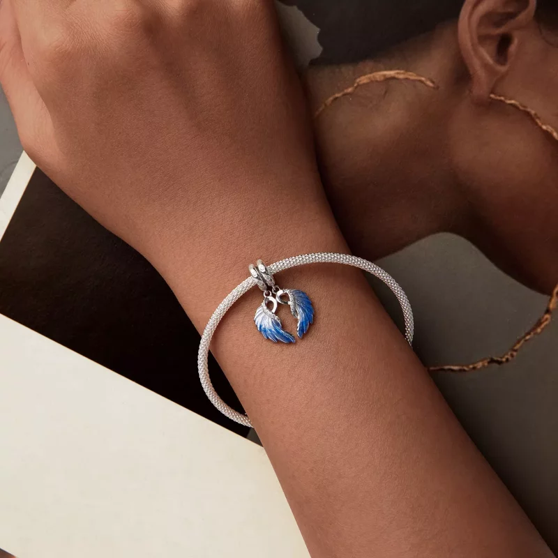 (imagen para) Colgante doble de alas azules estilo PANDORA - SCC2781 - Ver 10