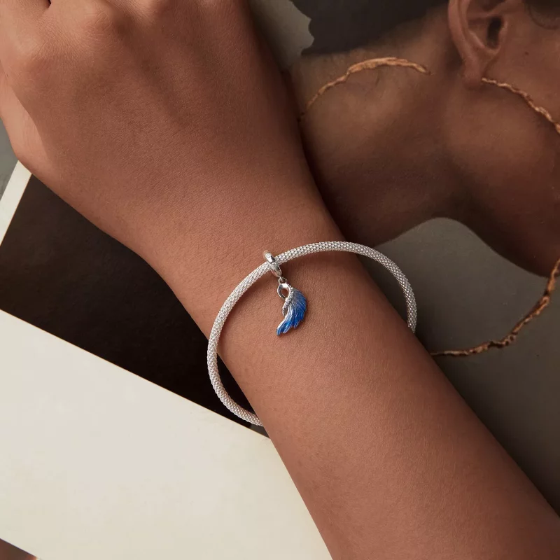 (imagen para) Colgante doble de alas azules estilo PANDORA - SCC2781 - Ver 11