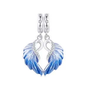 (imagen para) Colgante doble de alas azules estilo PANDORA - SCC2781