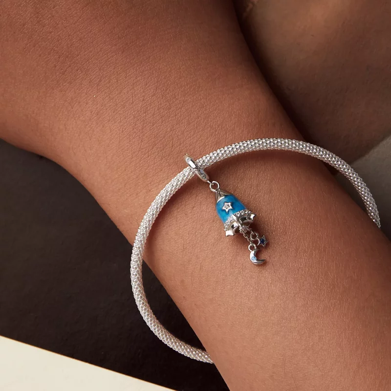 (imagen para) Colgante estilo PANDORA con forma de estrella, luna y cohete - SCC2788 - Ver 6