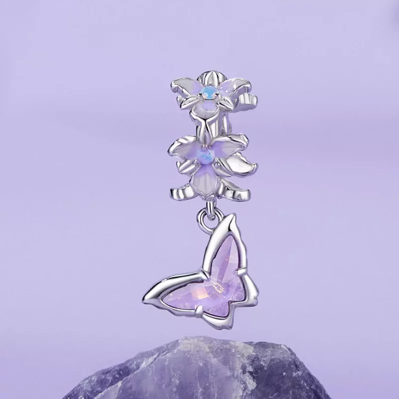 (imagen para) Colgante estilo PANDORA con forma de mariposa e iris - BSC1033 - Ver 2