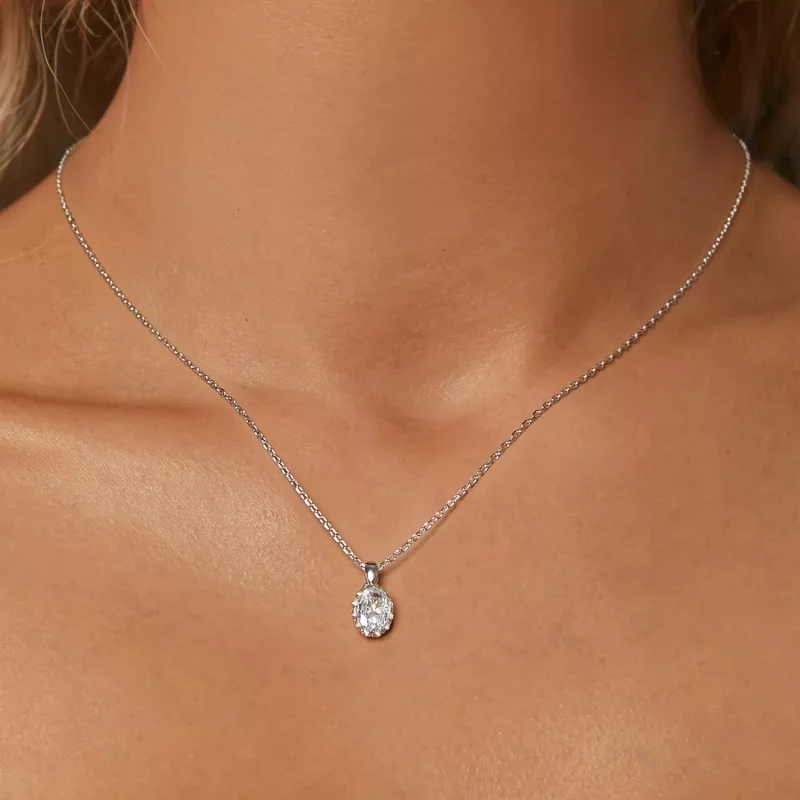(imagen para) Collar de moissanita de 1 ct estilo PANDORA Brilliant Beauty (con un certificado - Ver 5