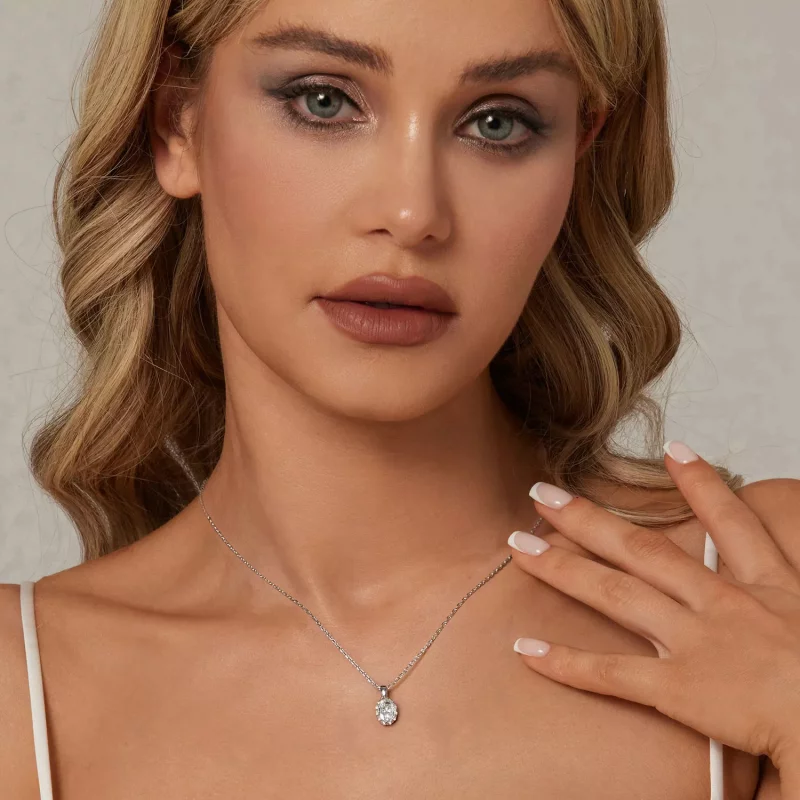 (imagen para) Collar de moissanita de 1 ct estilo PANDORA Brilliant Beauty (con un certificado - Ver 6