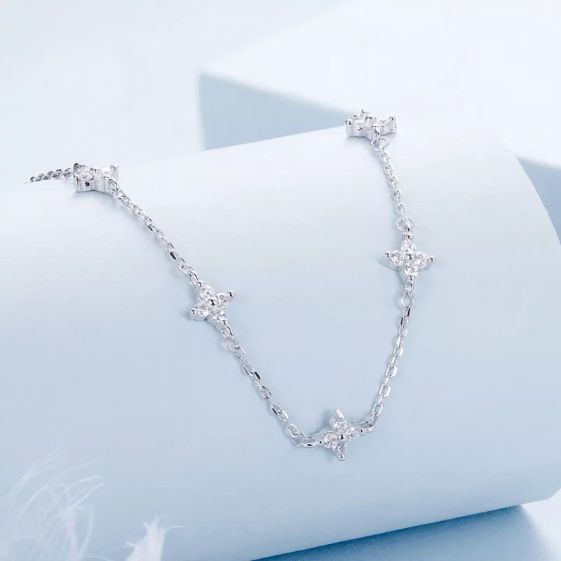 (imagen para) Collar estilo PANDORA con trébol de cuatro hojas y estrella - BSN394 - Ver 2