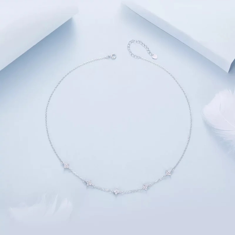 (imagen para) Collar estilo PANDORA con trébol de cuatro hojas y estrella - BSN394 - Ver 3