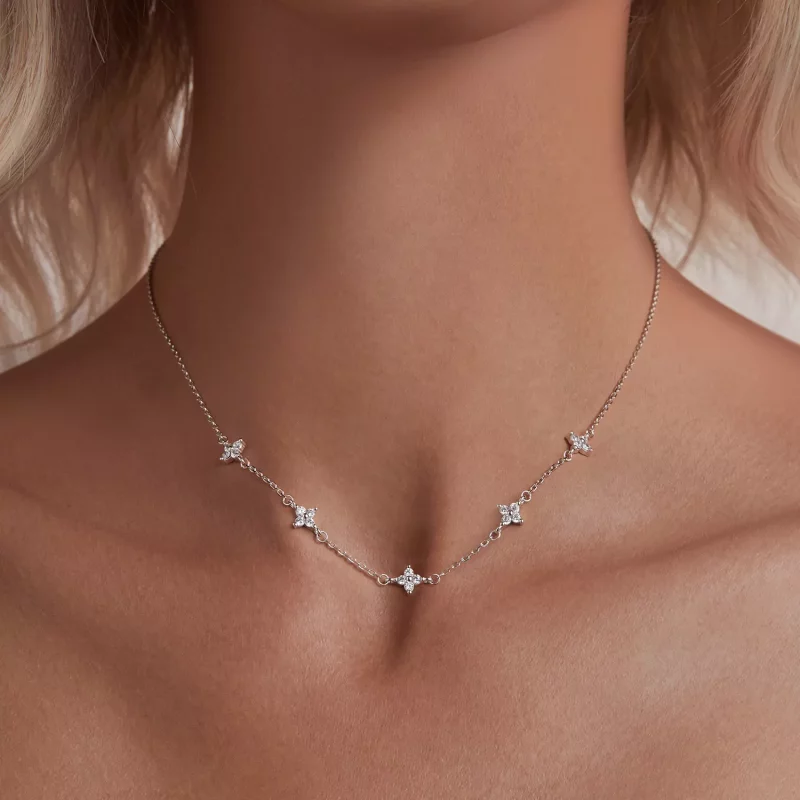 (imagen para) Collar estilo PANDORA con trébol de cuatro hojas y estrella - BSN394 - Ver 5