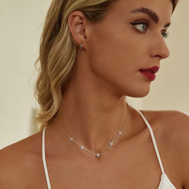(imagen para) Collar estilo PANDORA con trébol de cuatro hojas y estrella - BSN394 - Ver 6