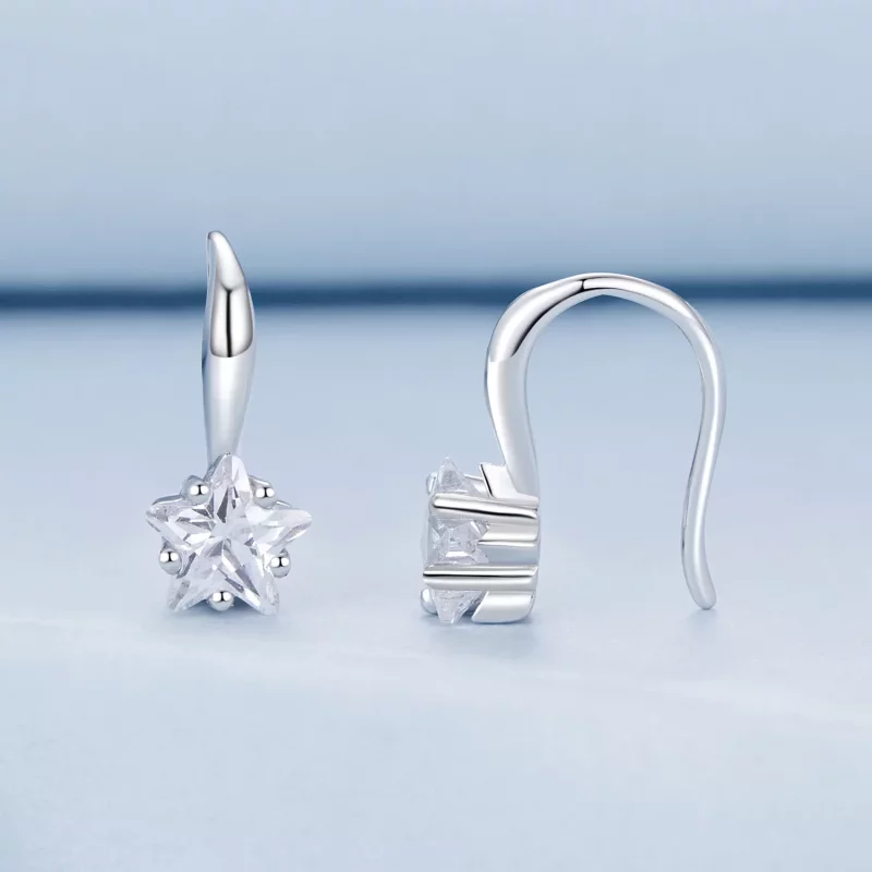 (imagen para) Ganchos para la oreja con forma de estrella estilo PANDORA - BSE1028 - Ver 2