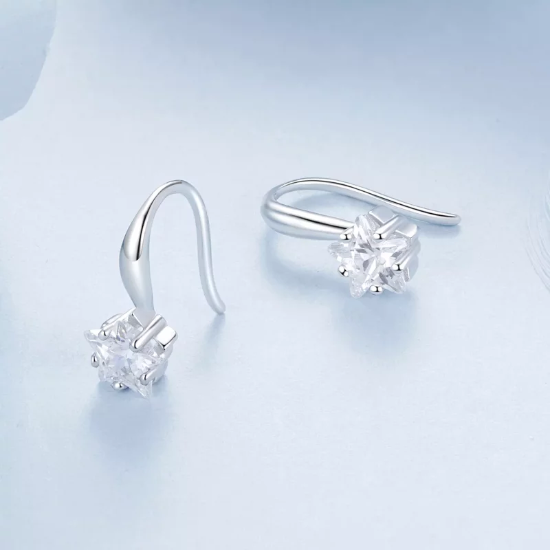 (imagen para) Ganchos para la oreja con forma de estrella estilo PANDORA - BSE1028 - Ver 3