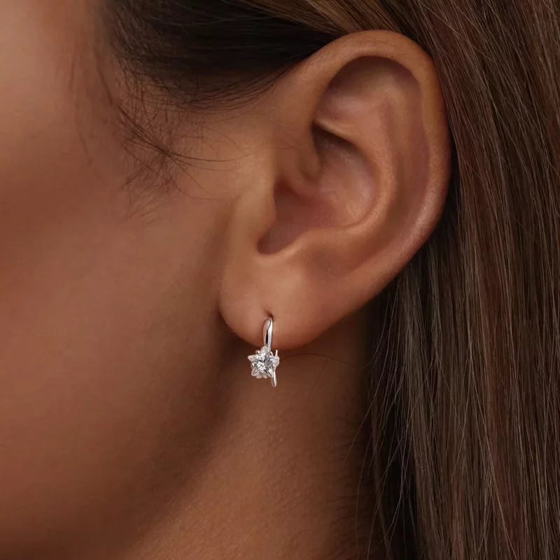 (imagen para) Ganchos para la oreja con forma de estrella estilo PANDORA - BSE1028 - Ver 6