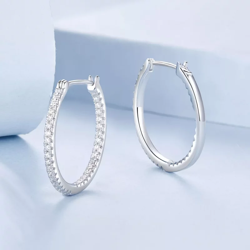(imagen para) Pendientes brillantes estilo PANDORA - BSE1023-L - Ver 3