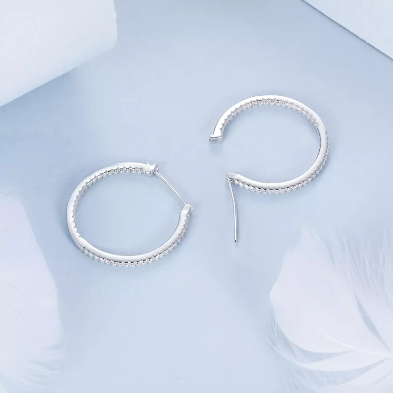 (imagen para) Pendientes brillantes estilo PANDORA - BSE1023-L - Ver 4