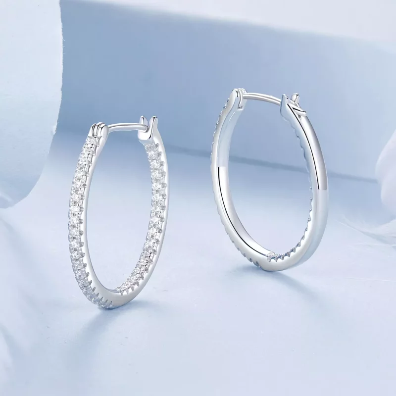 (imagen para) Pendientes brillantes estilo PANDORA - BSE1023-M - Ver 3