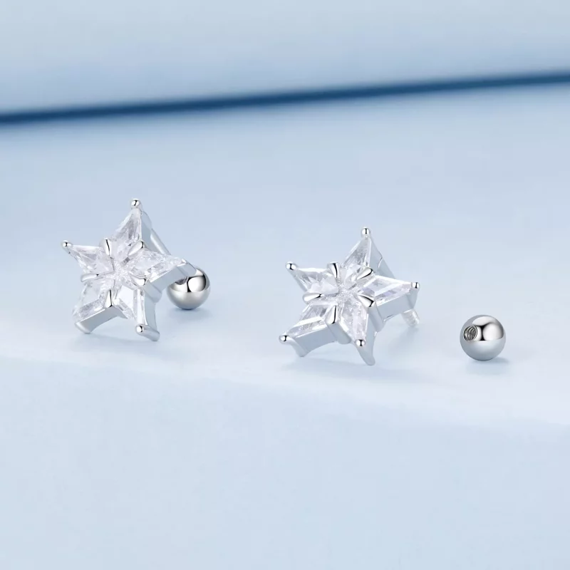 (imagen para) Pendientes con destellos de estrella estilo PANDORA - BSE1009 - Ver 2