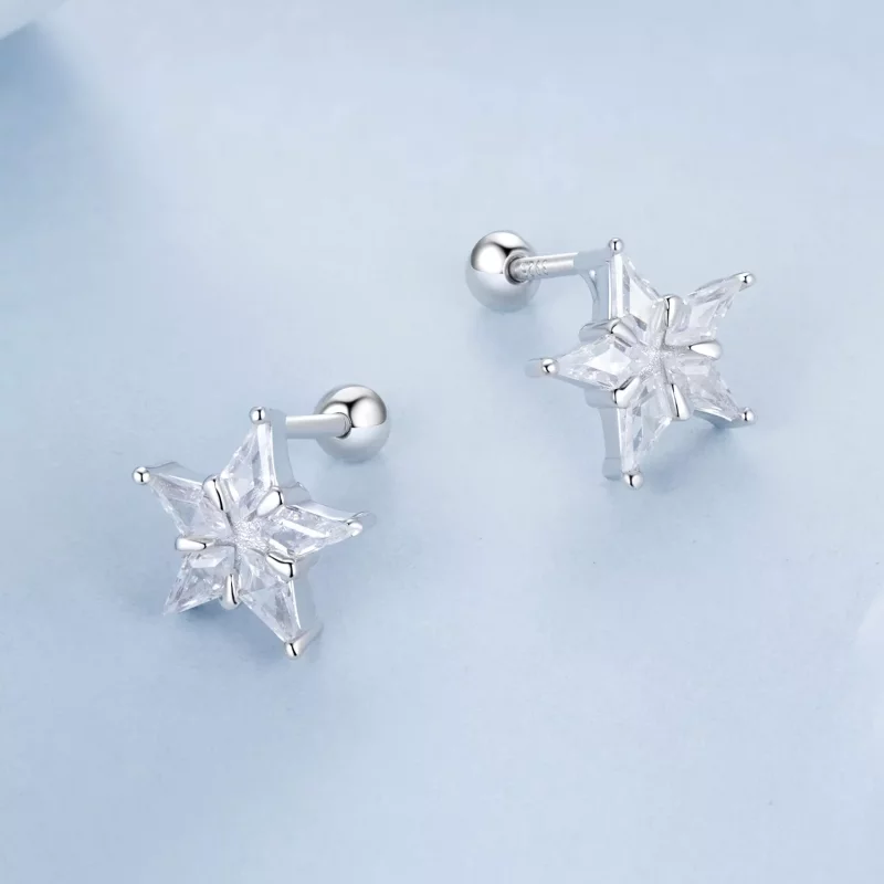 (imagen para) Pendientes con destellos de estrella estilo PANDORA - BSE1009 - Ver 3