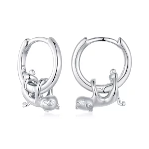 Pendientes con forma de gato estilo PANDORA - SCE1756 (imagen para) Pendientes con forma de gato estilo PANDORA - SCE1756