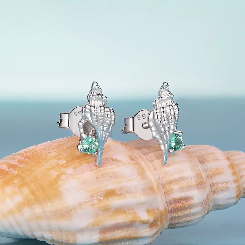 (imagen para) Pendientes de caracola estilo PANDORA - BSE1010 - Ver 2