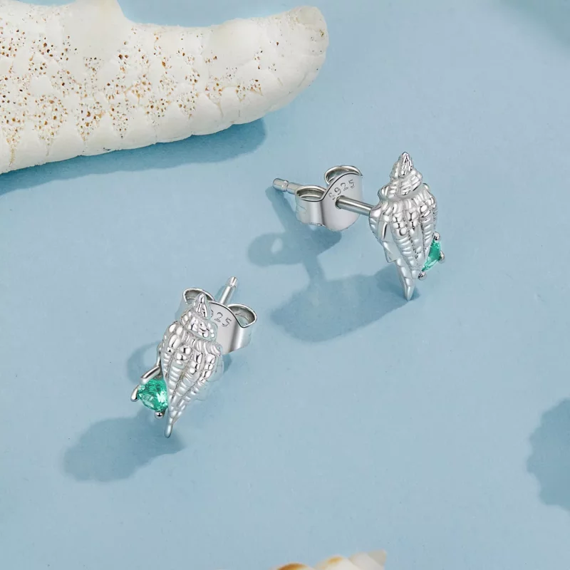 (imagen para) Pendientes de caracola estilo PANDORA - BSE1010 - Ver 3