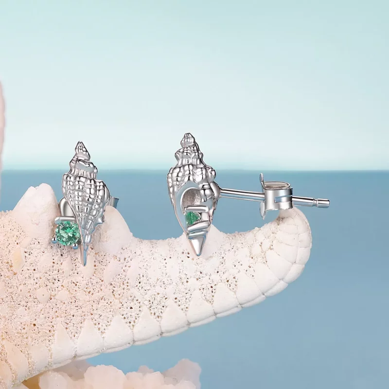 (imagen para) Pendientes de caracola estilo PANDORA - BSE1010 - Ver 4
